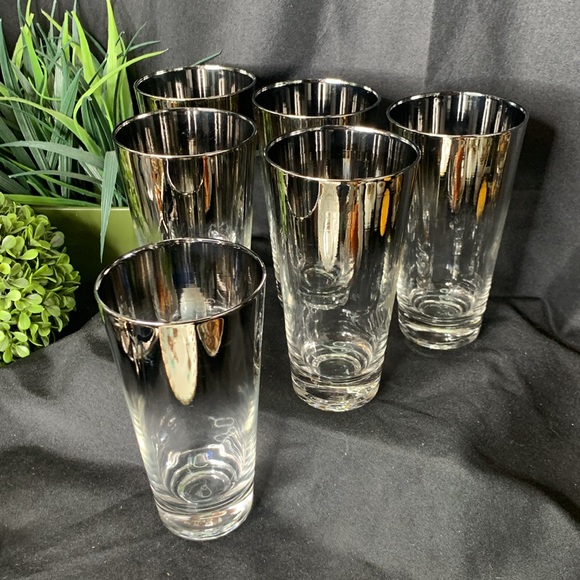 Set of 6 Vintage MCM Dorothy Thorpe Silver Fade Highball glasses - Picture 2 of 7